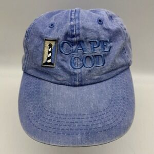 Cape Cod Cap Hat Adult Adjustable Leather Faded Blue Cotton Strap Back Capsmith